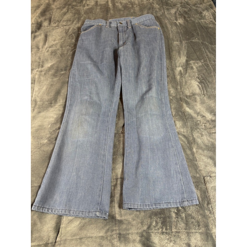 Vintage JCPenney Women‎ 12 Blue Flare Jeans High Rise No Iron 70s Denim Trousers